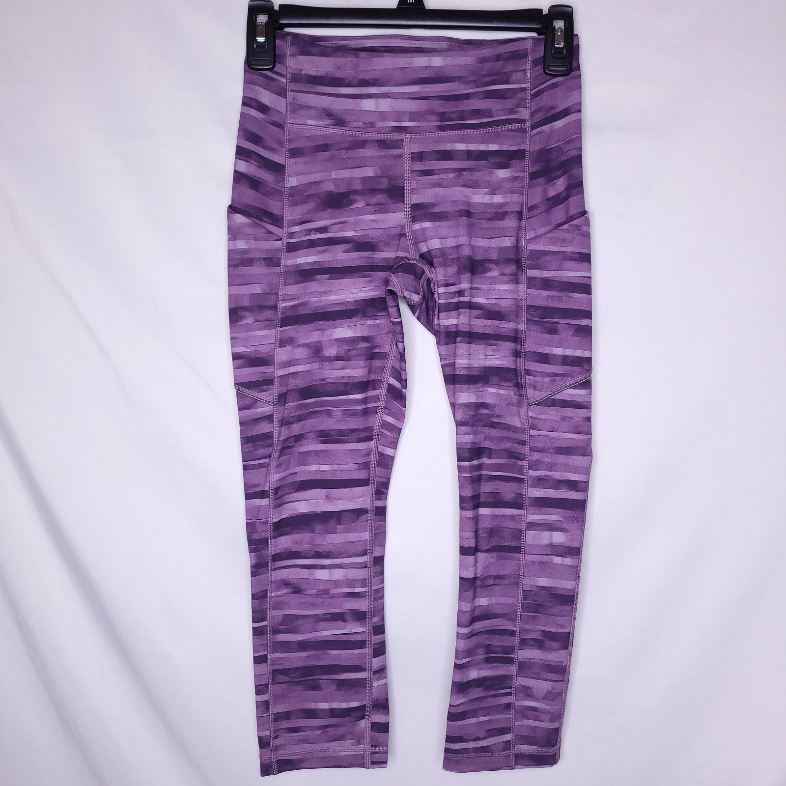 Lululemon Speed Up Crop 21 Leggings 4 Shadowed Smoked Mullberry Striped Purple